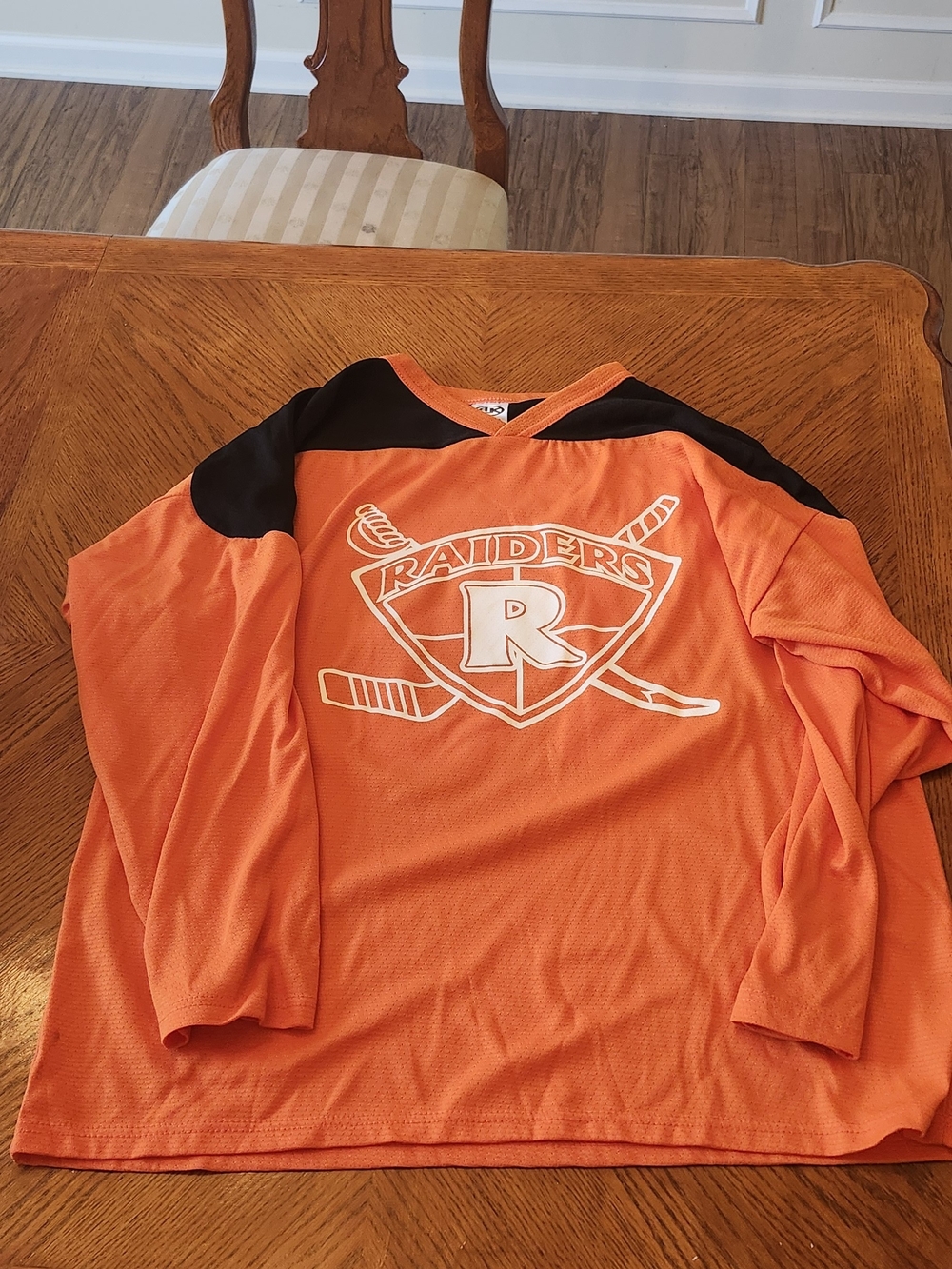 Athletic Knit Raiders R Orange & Black Men's Large Jersey
